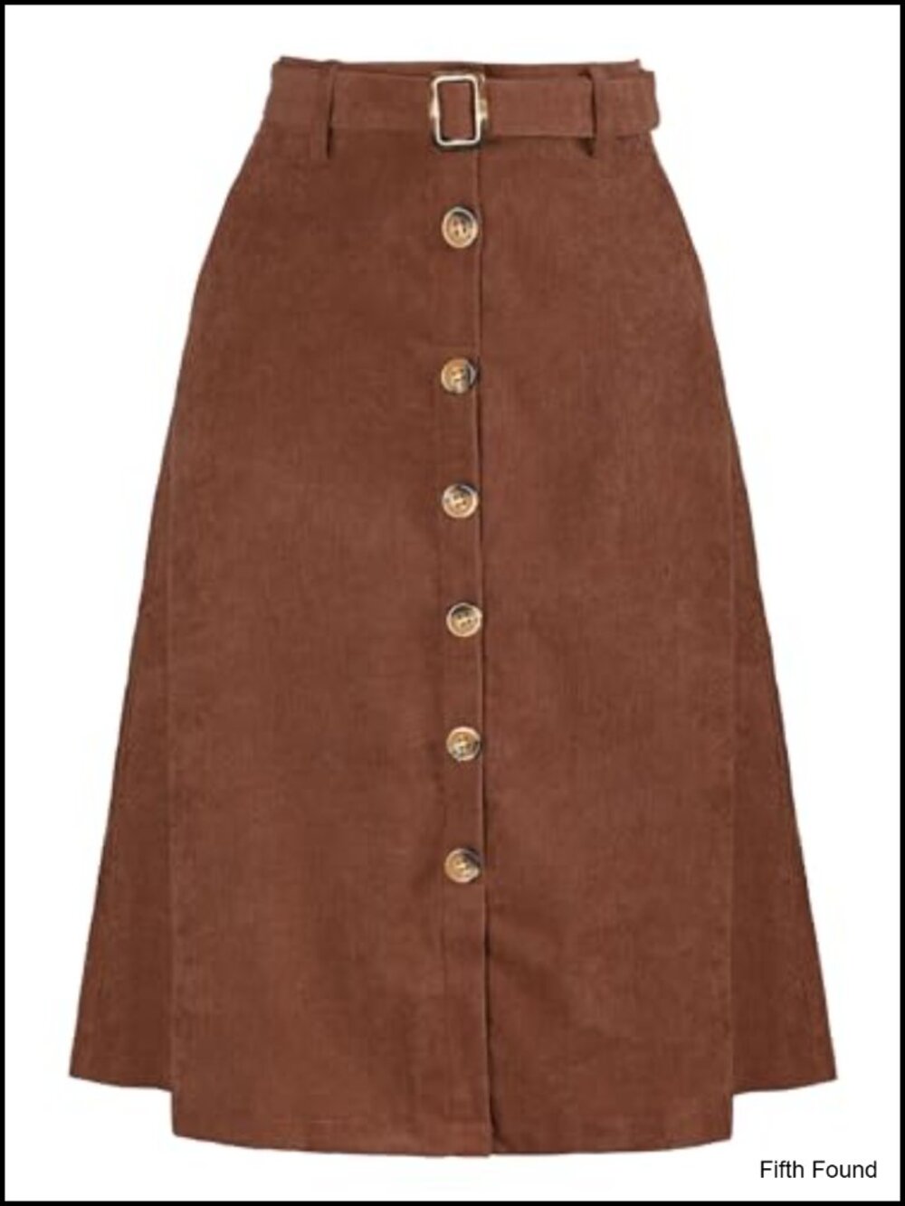 Corduroy Button Front High Waist A-Line Belted Midi Skirt